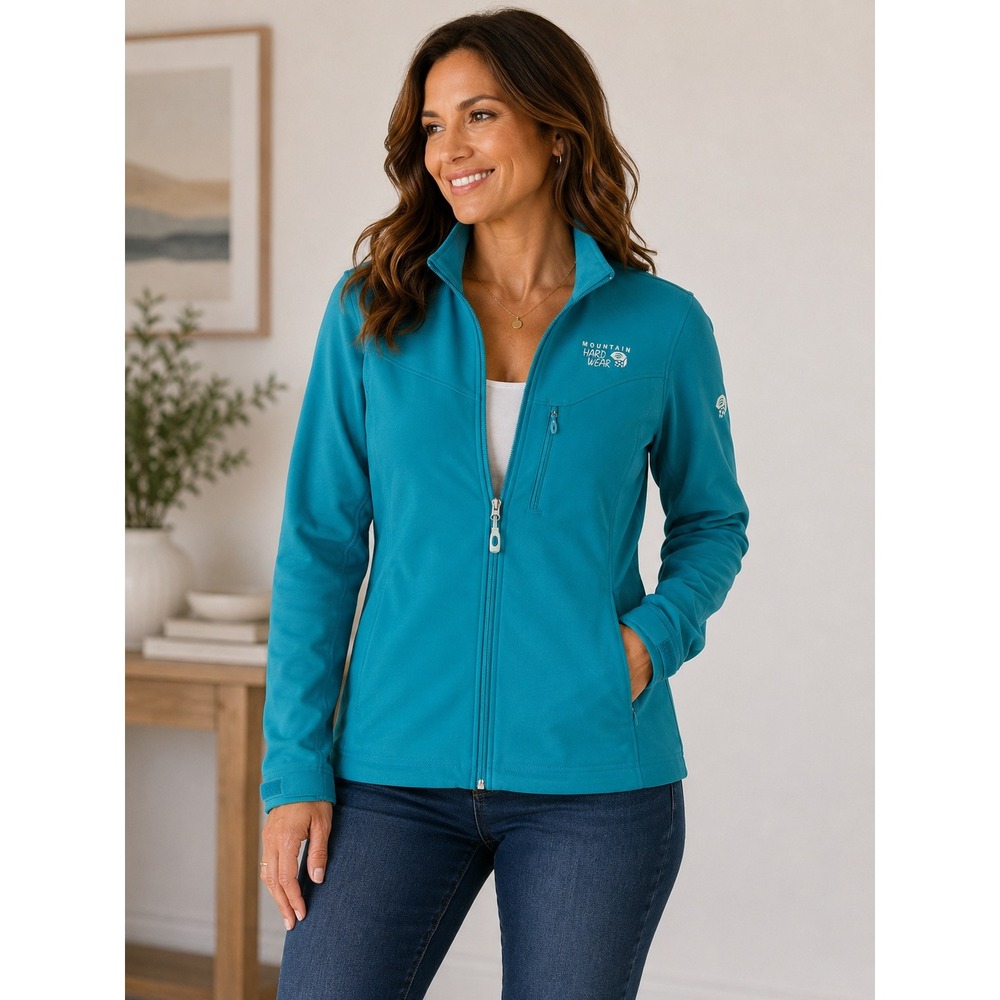 Mountain Hardwear Softshell Jacket XS Teal Full Zip Windproof Outdoor Gorpcore